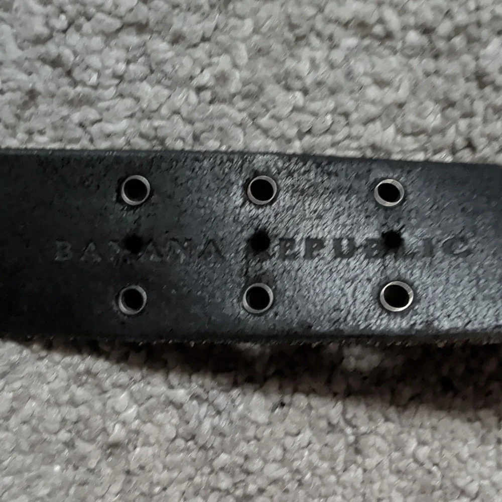 Y2K Leather Belt Dark Brown Double Grommet Banana Republic Genuine Italian Sz 34